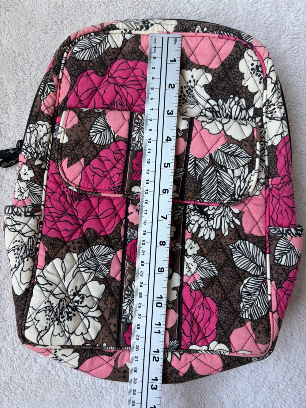 Like New Vera Bradley Quilted Floral Pink and Brown Women’s Backpack - Picture 11 of 13